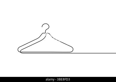 Clothes hangers continuous line drawing isolated on white background Stock Vector