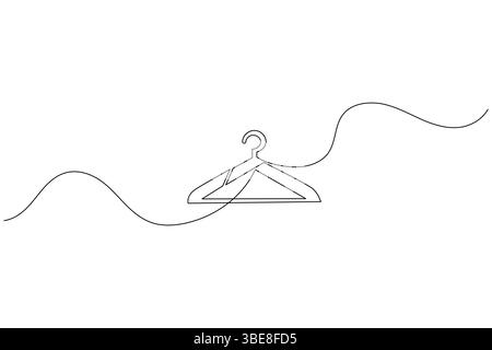 Clothes hangers continuous line drawing isolated on white background Stock Vector