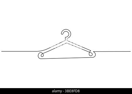 Clothes hangers continuous line drawing isolated on white background Stock Vector