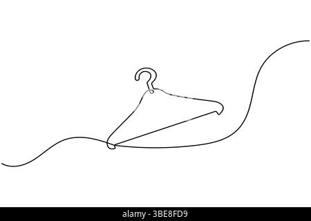 Clothes hangers continuous line drawing isolated on white background Stock Vector