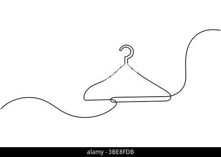 Clothes hangers continuous line drawing isolated on white background Stock Vector