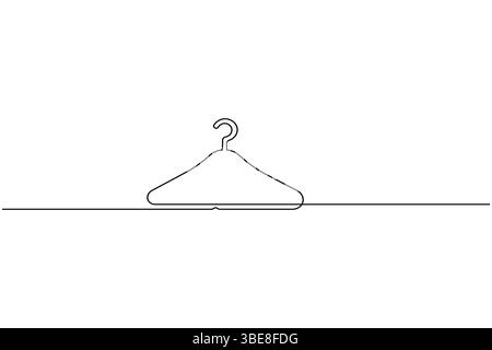 Clothes hangers continuous line drawing isolated on white background Stock Vector