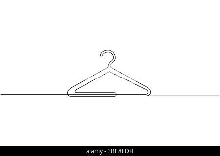 Clothes hangers continuous line drawing isolated on white background Stock Vector