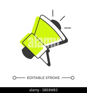 Megaphone offset shadow line icon Stock Vector