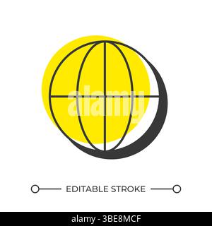 Earth offset shadow line icon Stock Vector