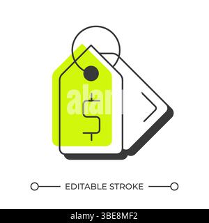Price tag offset shadow line icon Stock Vector