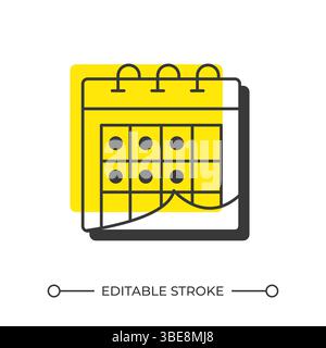 Monthly schedule offset shadow line icon Stock Vector
