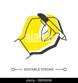 Writing offset shadow line icon Stock Vector