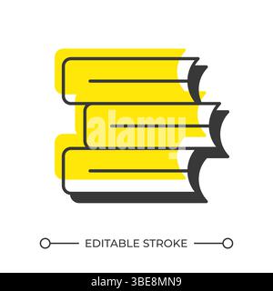 Books offset shadow line icon Stock Vector