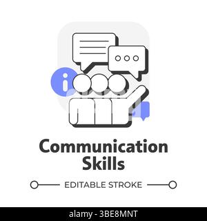 Communication skills flat outline concept icon Stock Vector