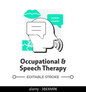 Occupational and speech therapy flat outline concept icon Stock Vector