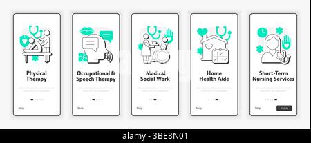 Home health care services mobile onboarding screen Stock Vector