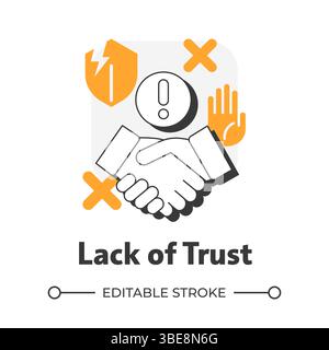 Lack of trust flat outline concept icon Stock Vector