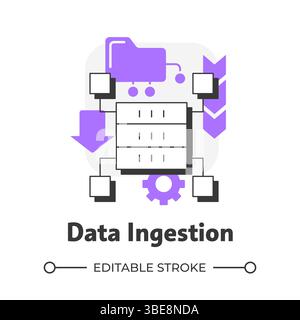 Data ingestion flat outline concept icon Stock Vector