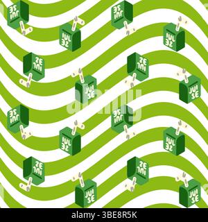 Seamless Green Juice Box Pattern Stock Vector