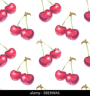 Berry seamless pattern on white background Stock Photo