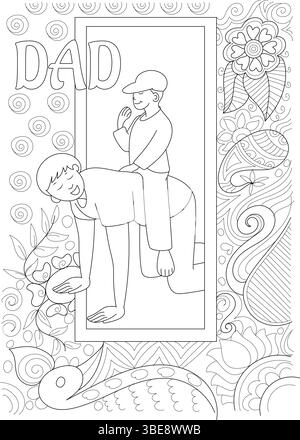 Happy Fathers Day Coloring Page for Kids Stock Vector Image & Art - Alamy