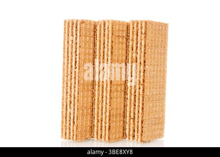 Sweet waffles, close-up, isolated on white background. Stock Photo