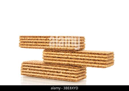 Sweet waffles, close-up, isolated on white background. Stock Photo