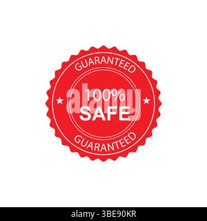 100% Save Stamp, 100% Safe Sticker, High Quality isolated on white background safe guaranteed product Safe and secure product vector stamp isolated on Stock Vector