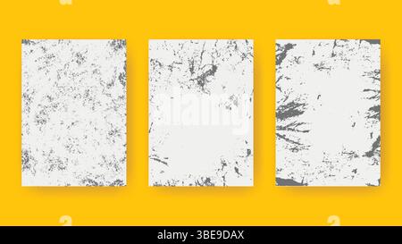 Set of vertical grunge textures. Effect of overlaying distressed material. Rough vintage background, vector graphics Stock Vector