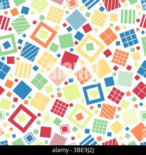 Seamless  geometric pattern with squares for tissue and postcards. Trendy geometric elements. Hipsters modern color background. Vector illustration Stock Vector