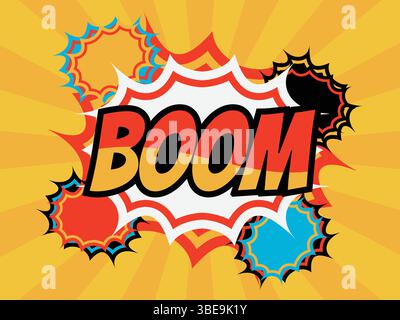 Boom Text Illustration Design with Comic Style Stock Vector