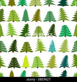Seamless pattern with spruces on white background. Vector illustration Stock Vector