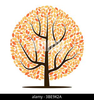 Vector tree with yellow leaves isolated on a white background Stock Vector