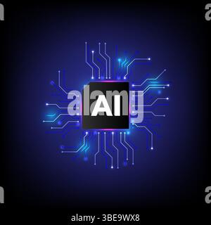 Artificial intelligence technology computer chipset concept on circuit board, Cyber technology concept, Vector and Illustration Stock Vector