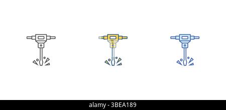 Construction jackhammer line and glyph icon, tool and repair, pneumatic hammer sign, vector illustration Stock Vector