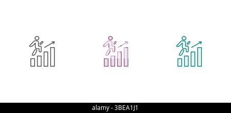 Success goal icon set. Successful business development, plan and process symbol. Vector collection. Stock Vector