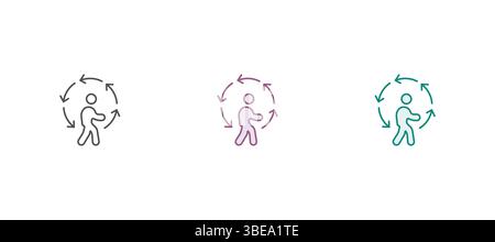 Daily routine flat line icon. Vector illustration of daily activities Stock Vector