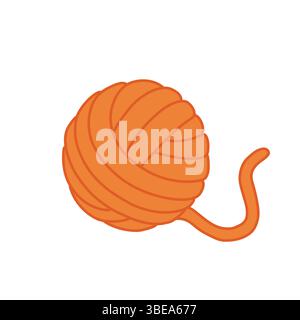 Cozy orange yarn ball vector illustration for knitting and crafting projects. Perfect for DIY, creativity, and handmade design themes. Ideal for Stock Vector