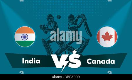 India VS Canada , Canada Vs India cricket match , Cricket match concept with creative illustration Stock Vector