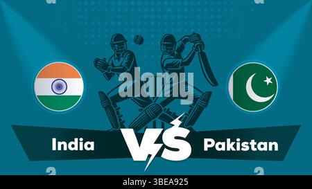 India VS Pakistan Match , Pakistan Vs India cricket match ,Cricket match concept with creative illustration Stock Vector