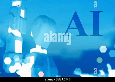 AI text with digital and futuristic elements artificial intelligence banner technology, Stock Photo