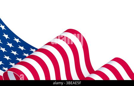 American flag background, USA flag border, US waving flag Stock Vector