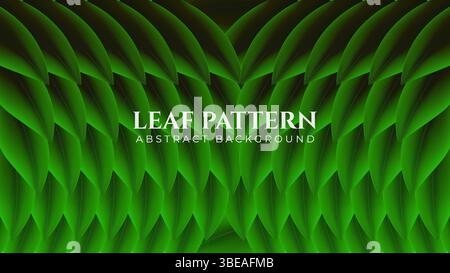 Abstract Green Leaf Texture with Dark Gradient Light. Stock Vector
