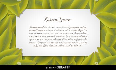 Vibrant illustration with lush green leaf frame and central white space perfect for adding text, logos, or images in nature-themed designs Stock Vector