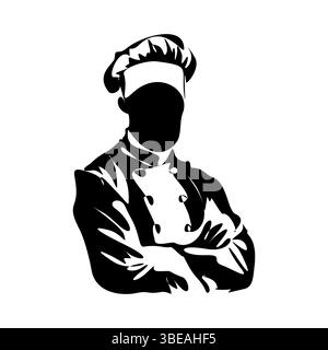 Chef cook line art vector illustration isolated on white background Stock Vector