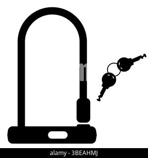 Bike lock icon. U lock bike sign. Bicycle security lock symbol. flat style. Stock Photo