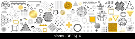 Set of abstract geometrical graphic elements on white background - vector illustration Stock Vector
