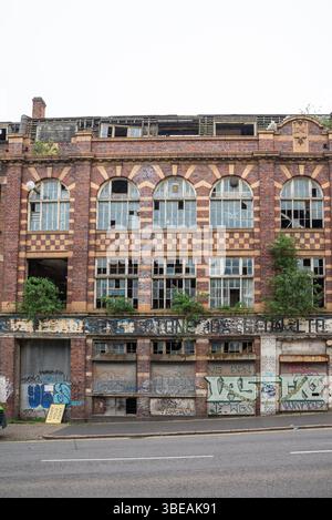 Derelict building in Digbeth, Birmingham which has been painted and ...