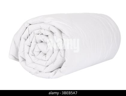 Rolled White Duvet Isolated On White Stock Photo