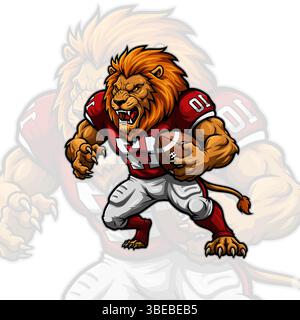 American football logo badge vector isolated. Football logo vector template. American football with lion mascot logo, emblem and design element Stock Vector