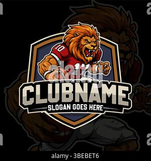 American football logo badge vector isolated. Football logo vector template. American football with lion mascot logo, emblem and design element Stock Vector