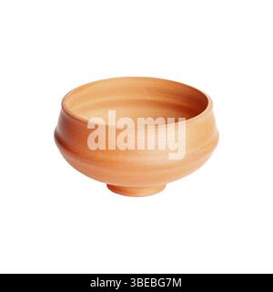 A brown clay bowl isolated on a white background Stock Photo