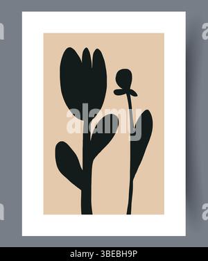 Stylish Design Featuring Black Silhouette Floral Elements Set Against a Soft Background Stock Vector