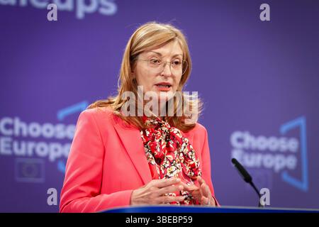 Brussels, Belgium. 28th May, 2025. Press conference of the two European Commissioners, Ekaterina Zakharieva and Stephane Sejourne, to present Choose Europe. - 28/05/2025 - Belgium/Brussels/Brussels - Sacha Leon/Le Pictorium Credit: LE PICTORIUM/Alamy Live News Stock Photo